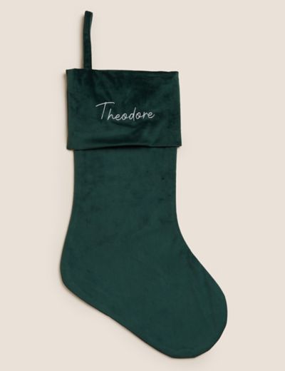 Personalised Green Velvet Christmas Stocking
